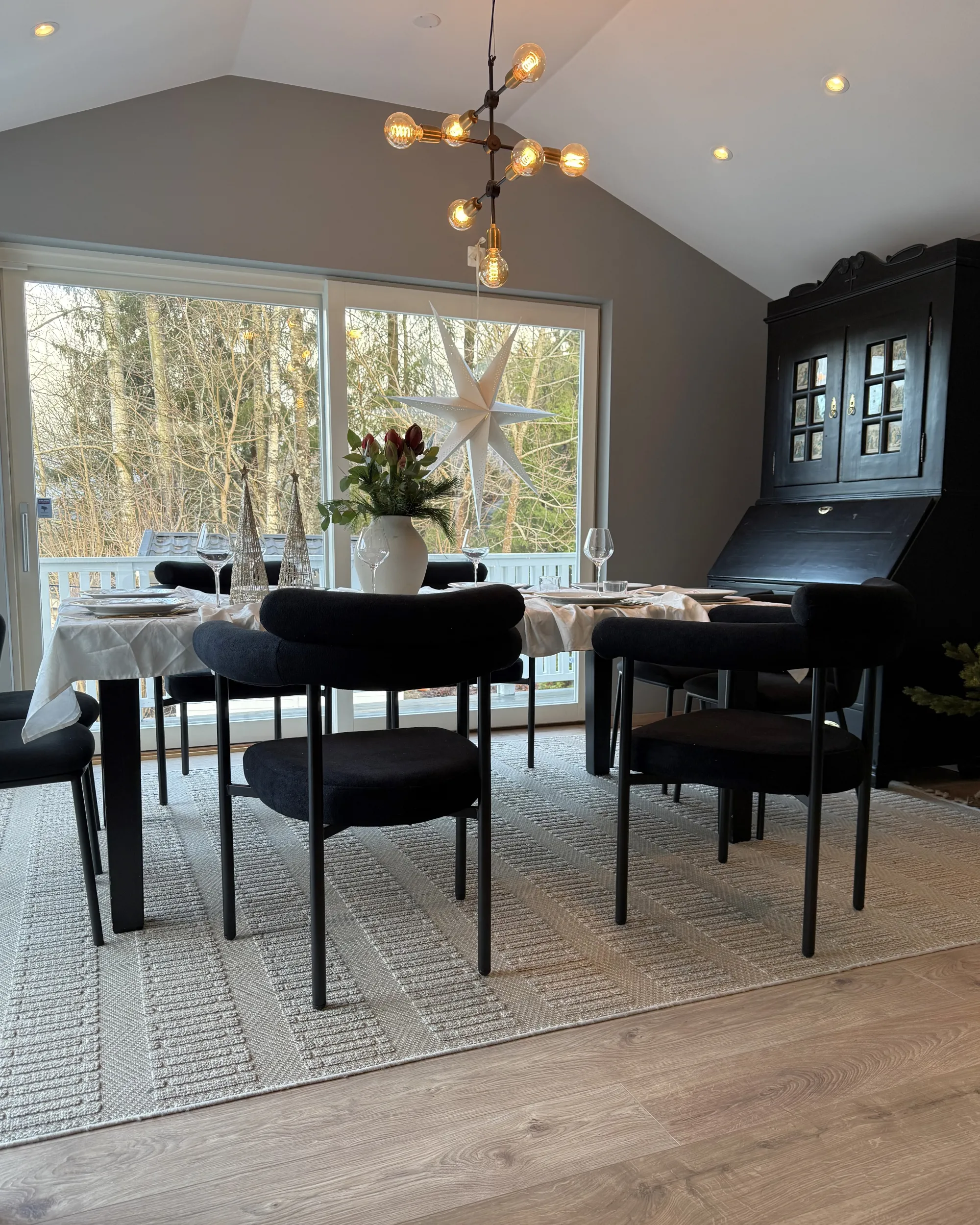 Set van 2 eetkamerstoelen LYNEY Stof Zwart