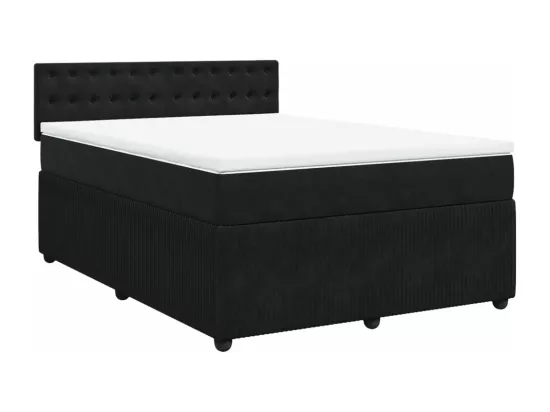 Sommier à lattes de lit avec matelas Noir 140x190 cm Velours