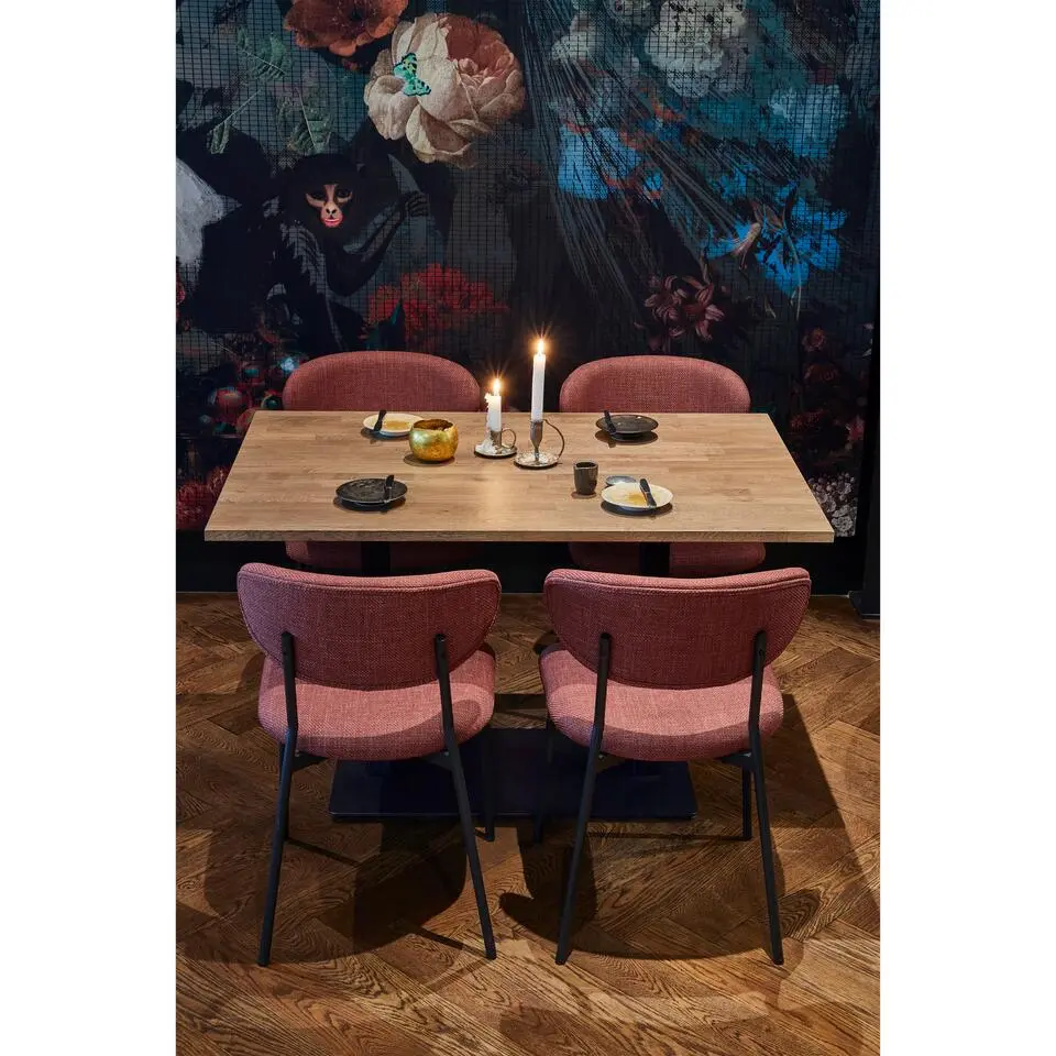 WOOOD Bistro Dubbele Vierkante Buisvoet - Metaal - Zwart - 72x80x40