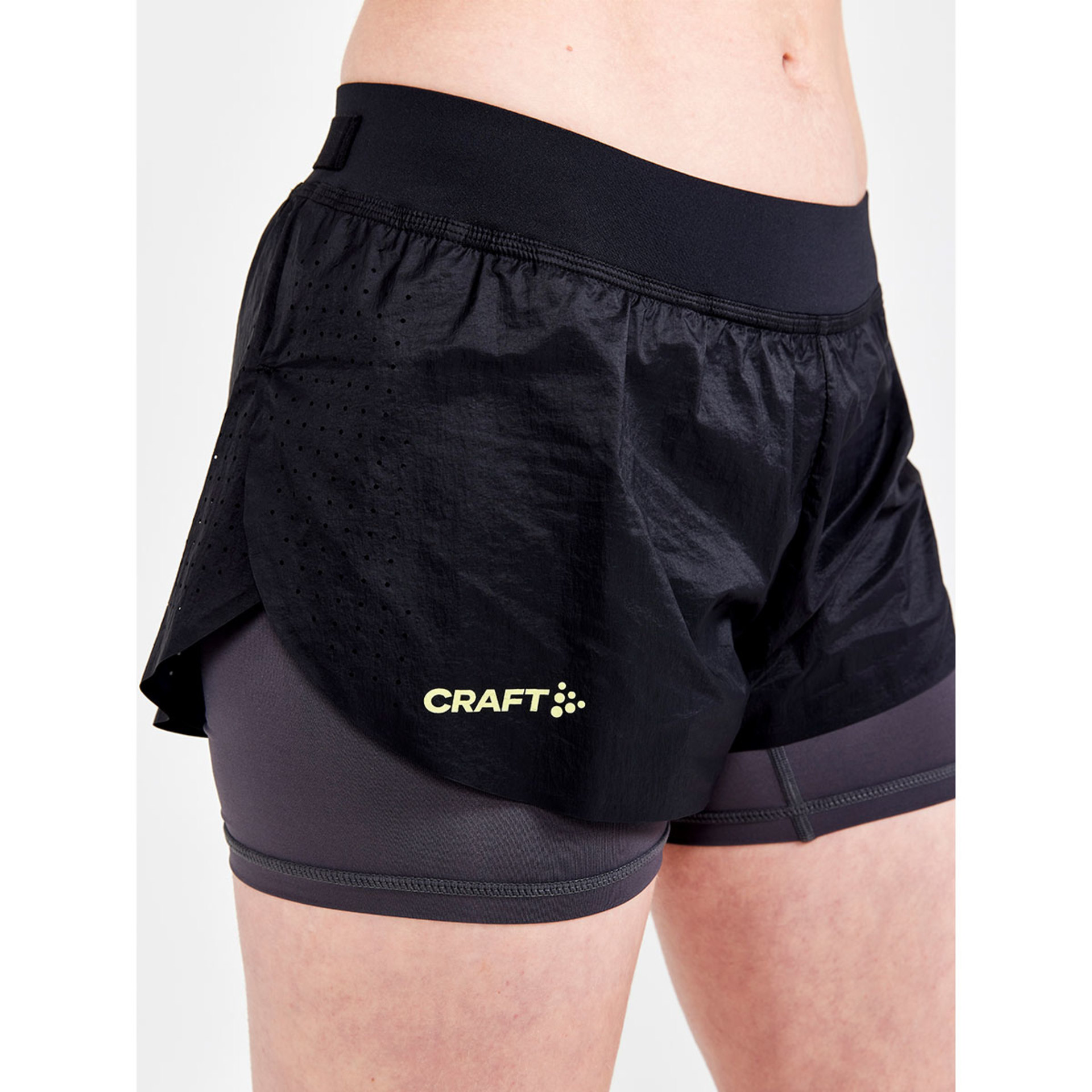 Craft CTM Distance 2in1 Hardloopbroek Kort Zwart/Grijs Dames