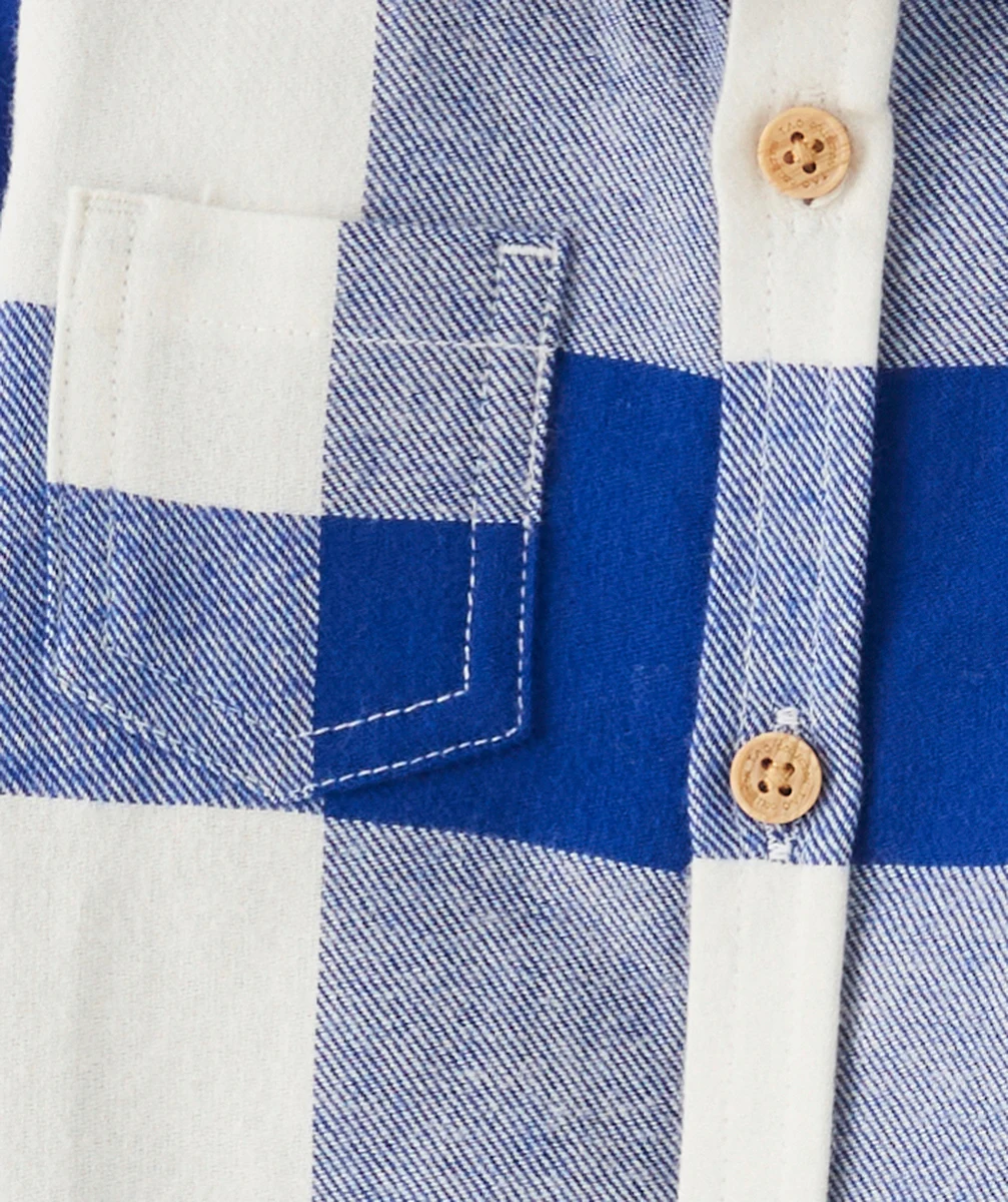 CHEMISE À CARREAUX BÉBÉ GARÇON BLANC ET BLEU ÉLÉCTRIQUE
