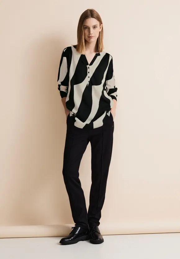 Print Viskosebluse - Black