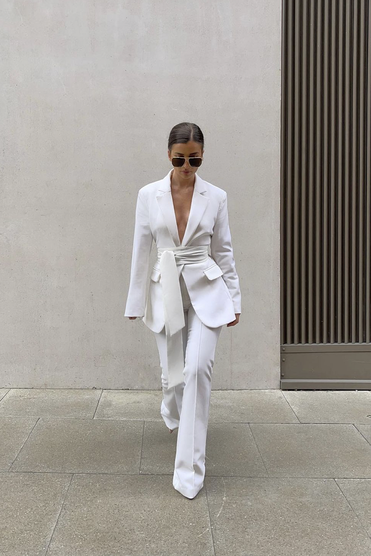 Ensemble blanc blazer + pantalon