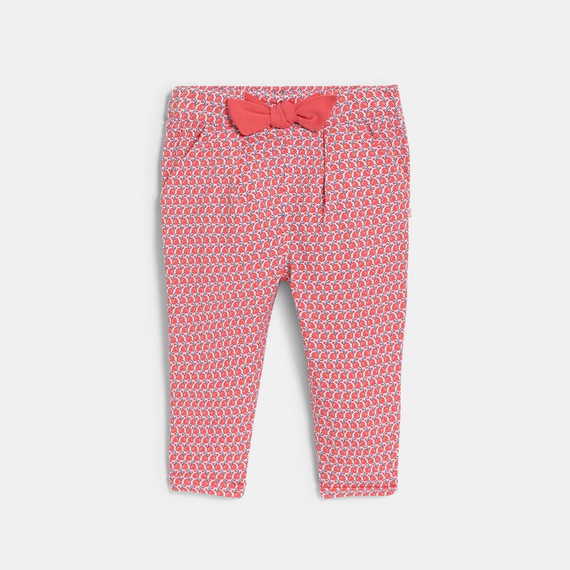 Pantalon imprimé graphique taille élastique rose bébé fille Rose