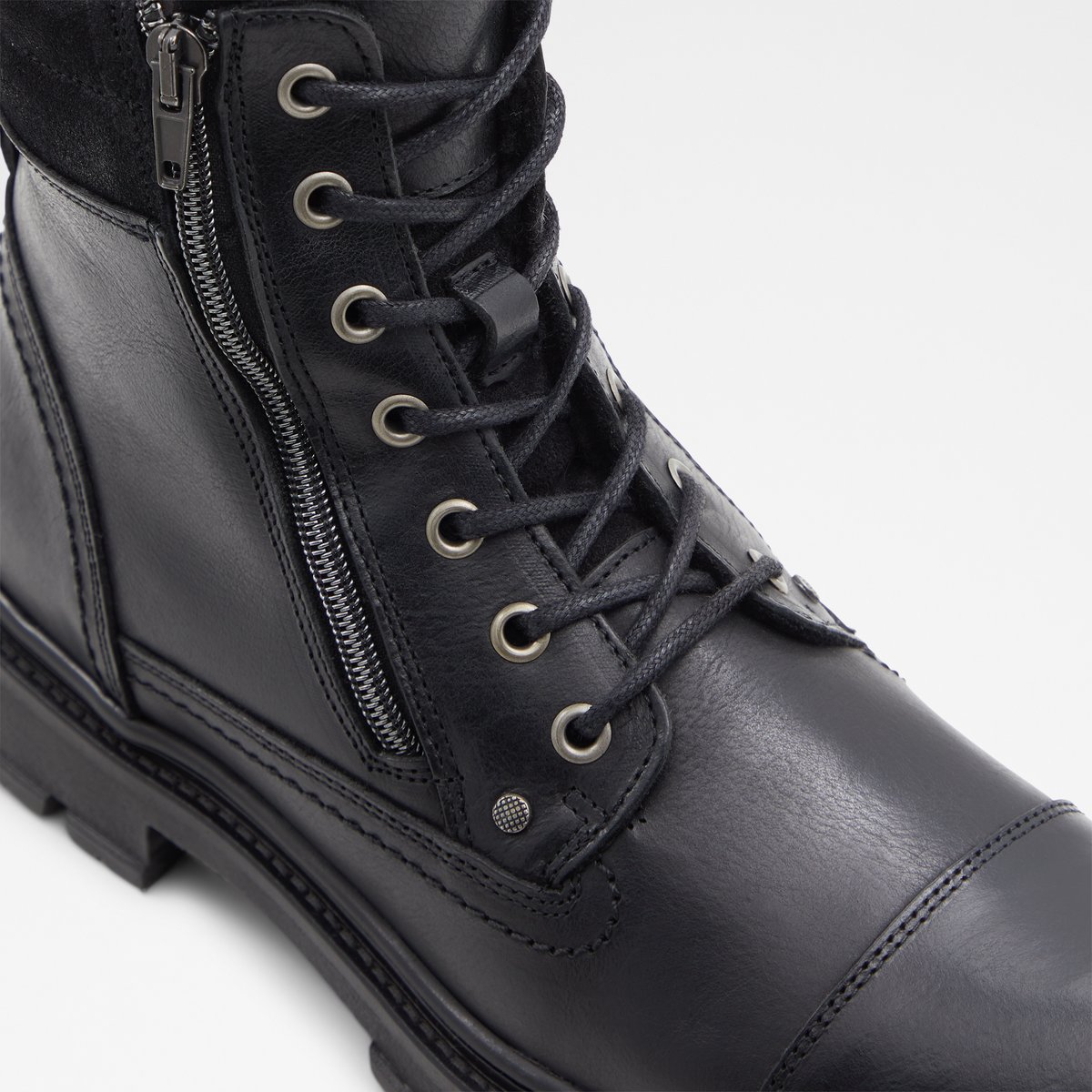 Caleseth Black Leather Smooth Men Lace-up boots