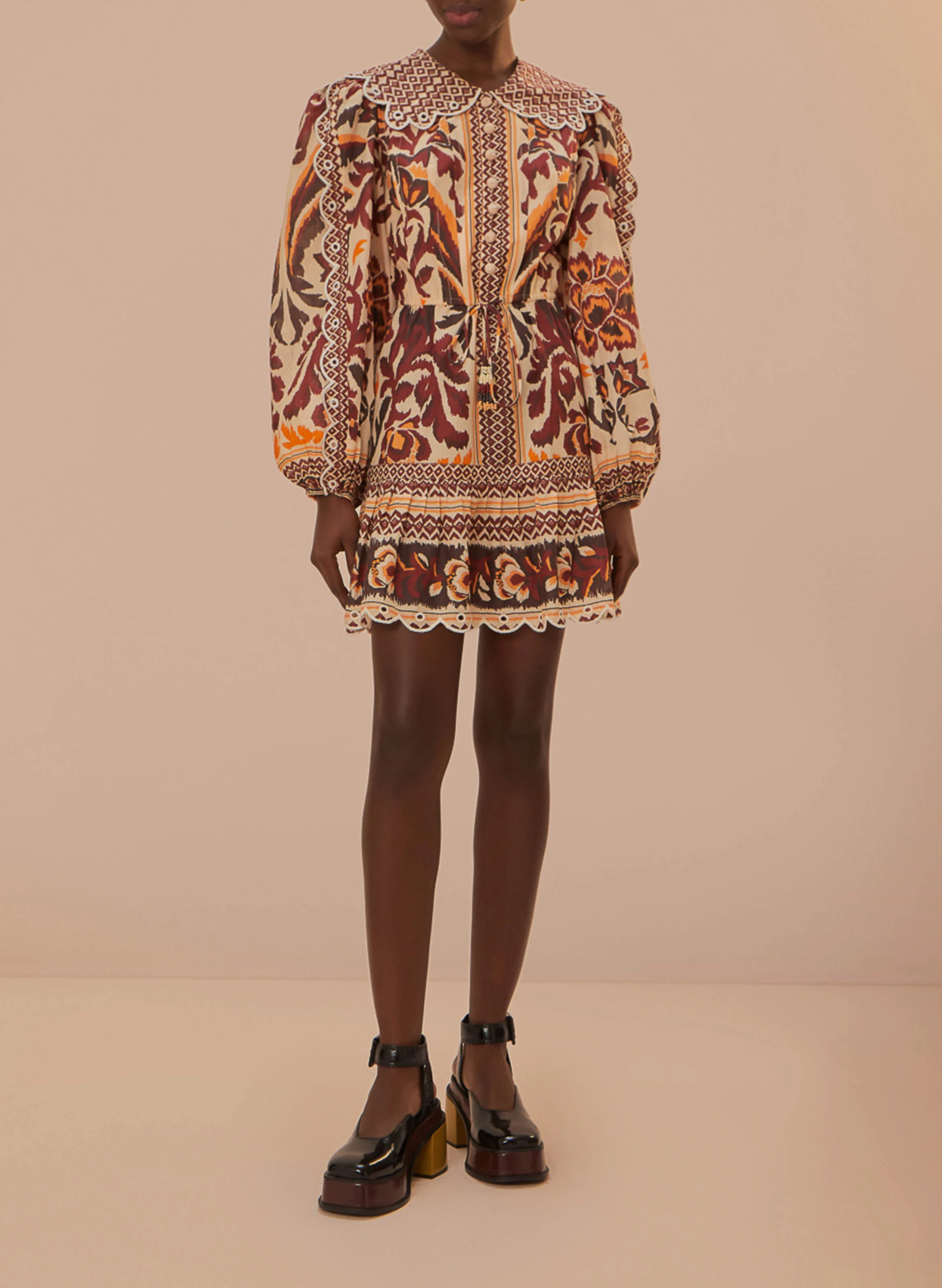 Robe courte en coton imprimé | Multicolore