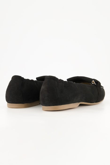 Leder-Ballerinas, Veloursleder, elastische Ferse, Weite H