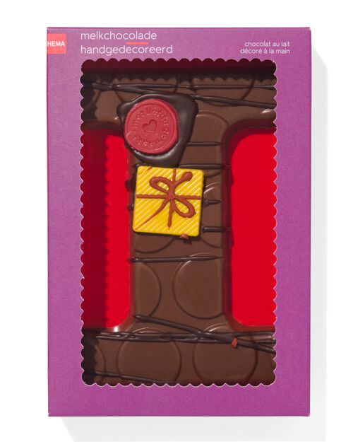 lettre I en chocolat au lait décorée à la main 200g