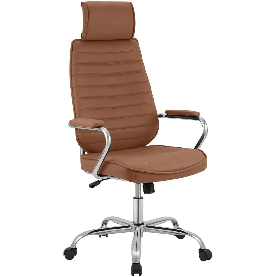 CLP Bureaustoel Rako chroom Frame - Kunstleer - licht bruin