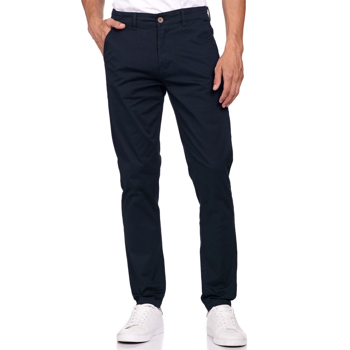 VanVaan Herren Chinohose in Unifarben dunkelblau