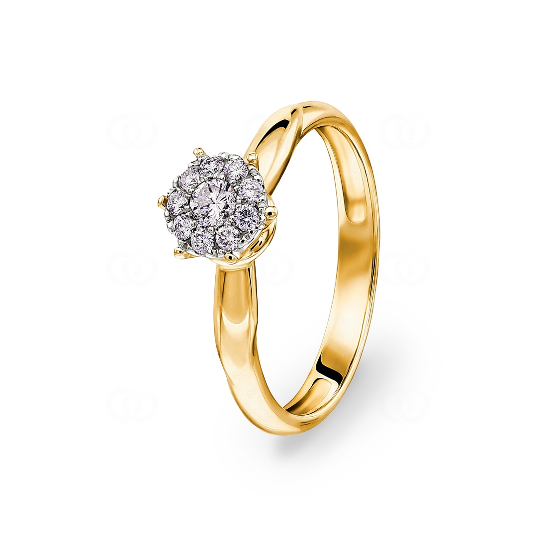 Verlobungsring 750/18 K Gelbgold mit Diamanten 0.19 ct H/si