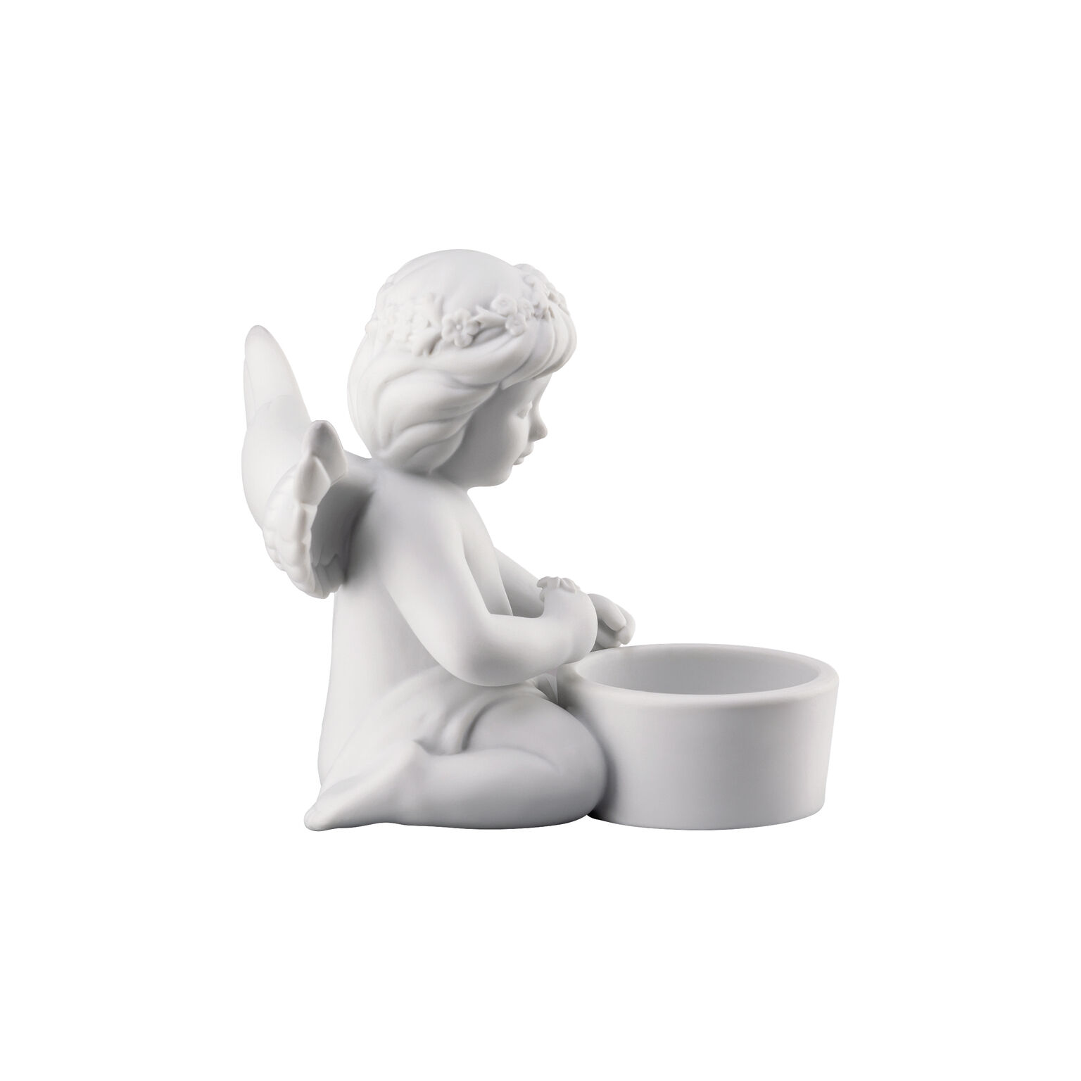 Angels Weiss matt Engel mit Blumenkranz