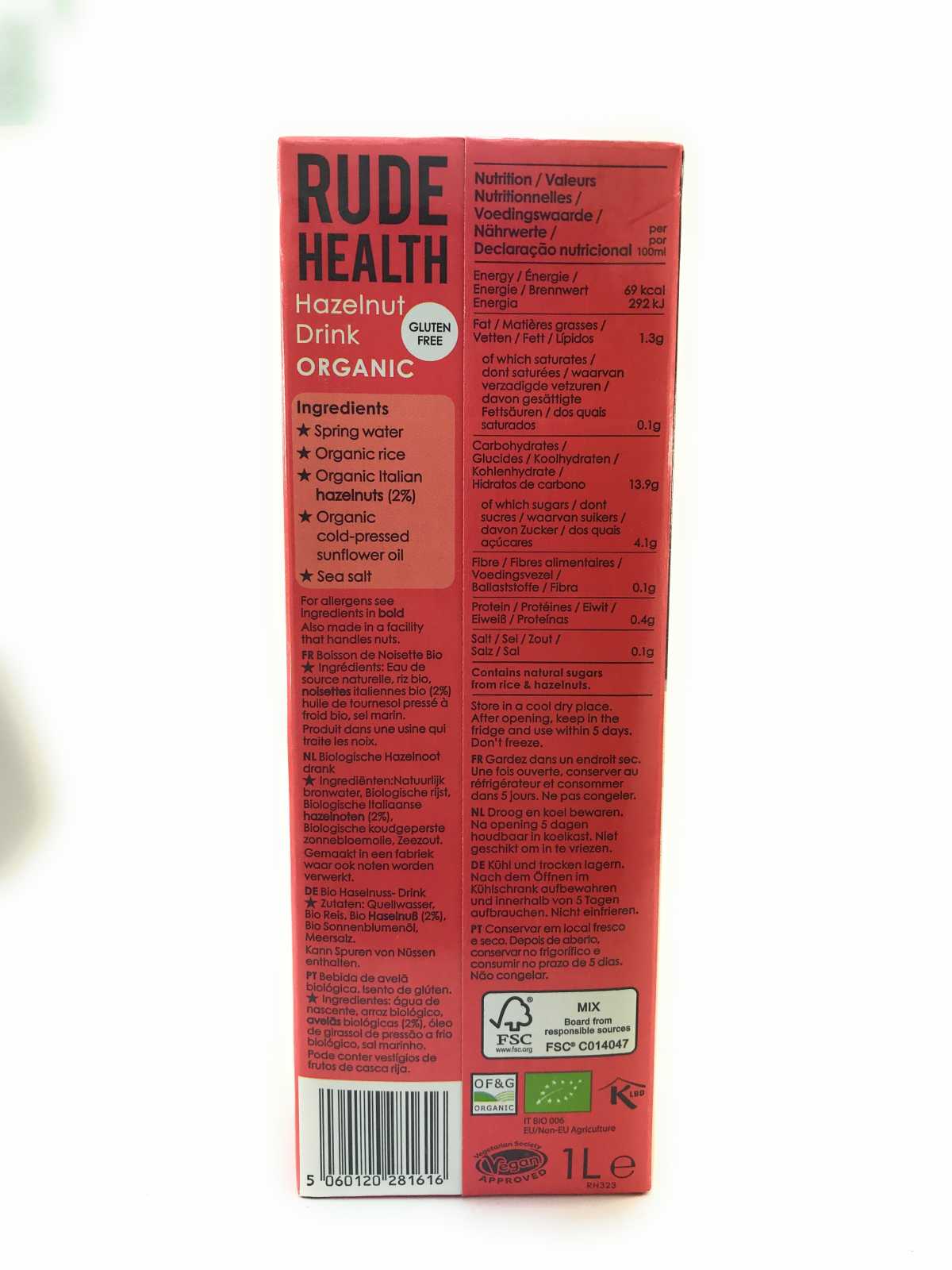 Bebida Orgânica de Avelã Rude Health 1 L