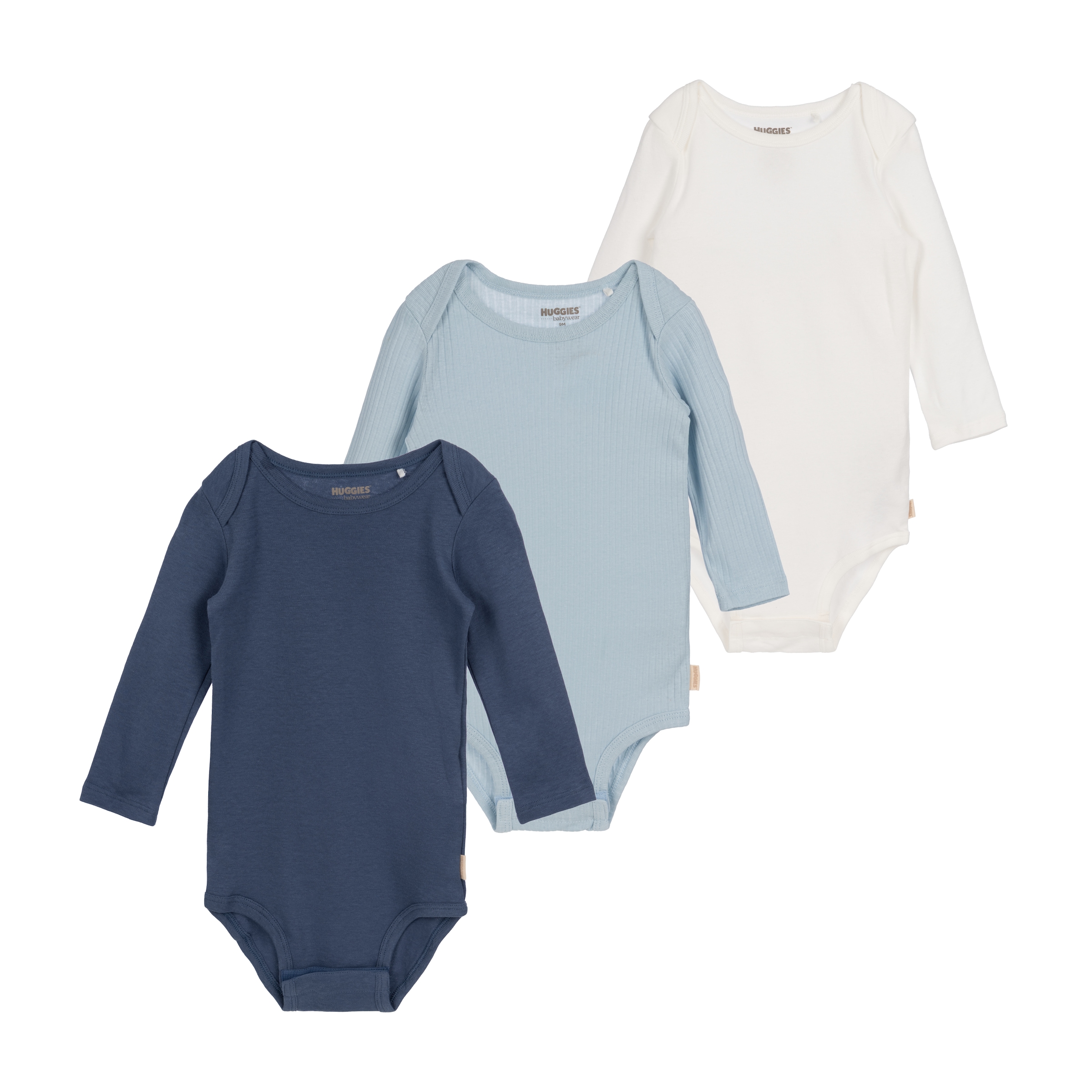 HUGGIES babywear Langarmbody »HUGB 3PK BODYSUIT«, 3 Stk. 3er-Pack, in Ripp-Optik