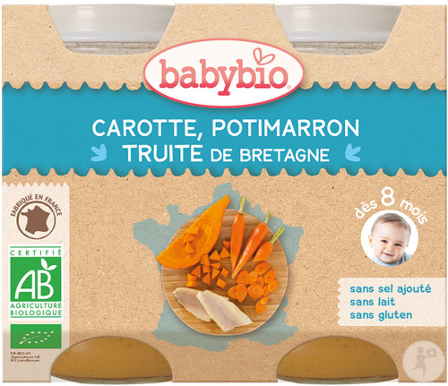 Babybio Carottes - Potimarron - Truite De France Dès 8 Mois Pots 2x200g