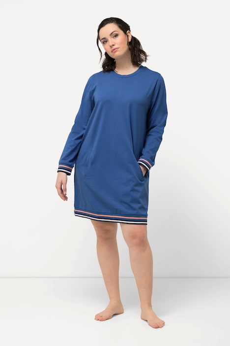 Loungewear-Kleid, Ringelbündchen, Rundhals, Langarm