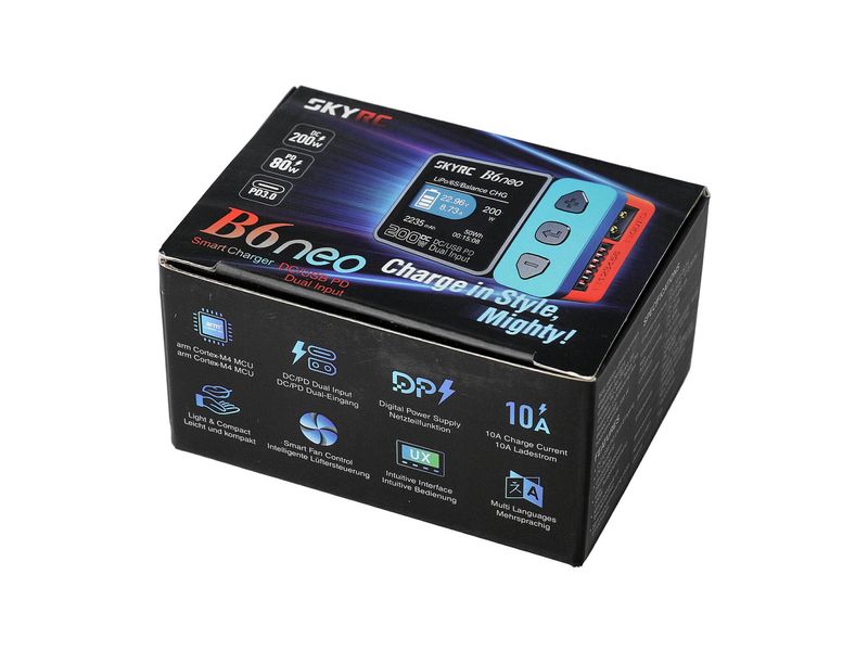 SKYRC Ladegerät B6neo, 200W DC, 1-6S Blau/Rot Kompaktes Modellbau-Ladegerät für LiPo und NiMH Akkus