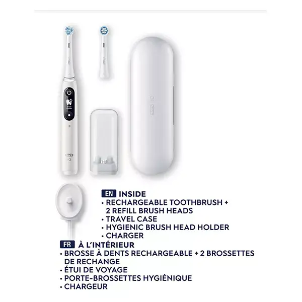 Oral-B iO 6N Brosse À Dents Électrique Blanche connectée Bluetooth 2 Brossettes 1 Étui De Voyage