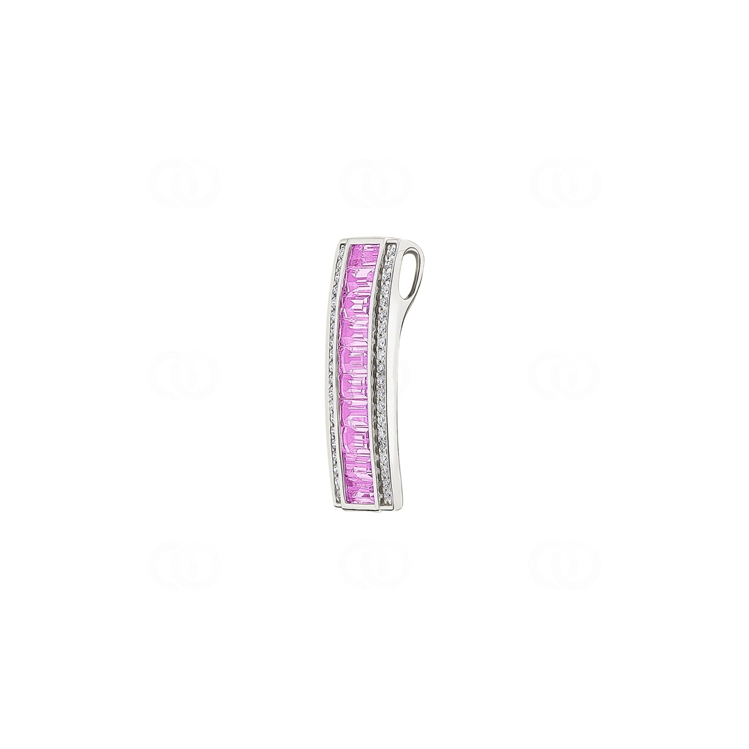 Anhänger 750/18 K Weissgold mit pinken Saphiren & Diamanten 0.15 ct H/si