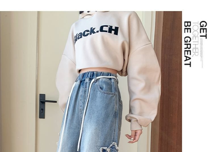 EFO - Elastische taille, gewassen sterrenapplicatie, wijde pijpen jeans