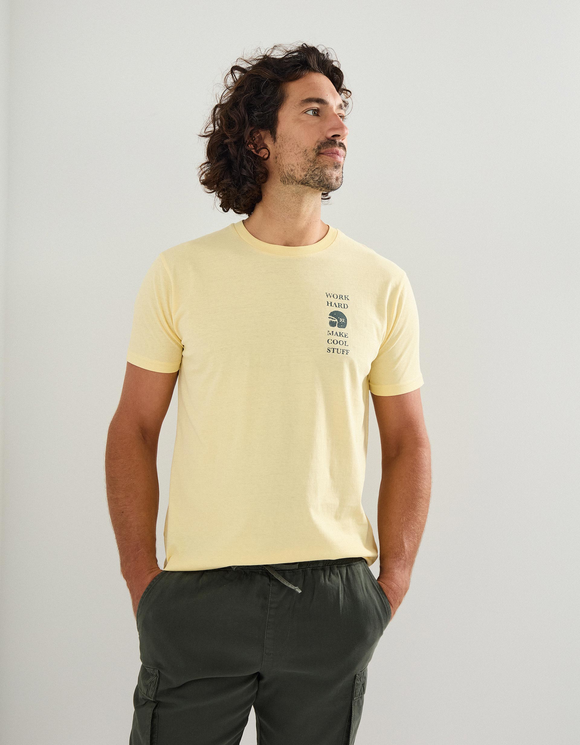 T-shirt Print, Homem, Amarelo Claro