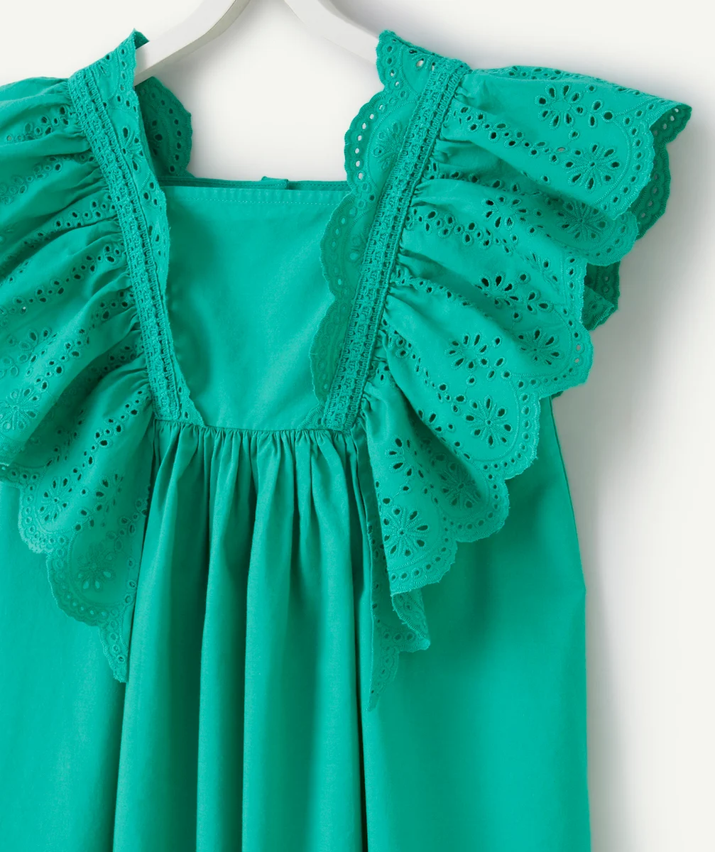 robe fille verte à volants