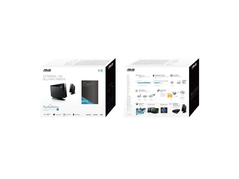 ASUS BW-16D1H-U PRO - Disk drev - BD-RE - 16x2x12x - SuperSpeed USB 3.0 - ekstern - sort