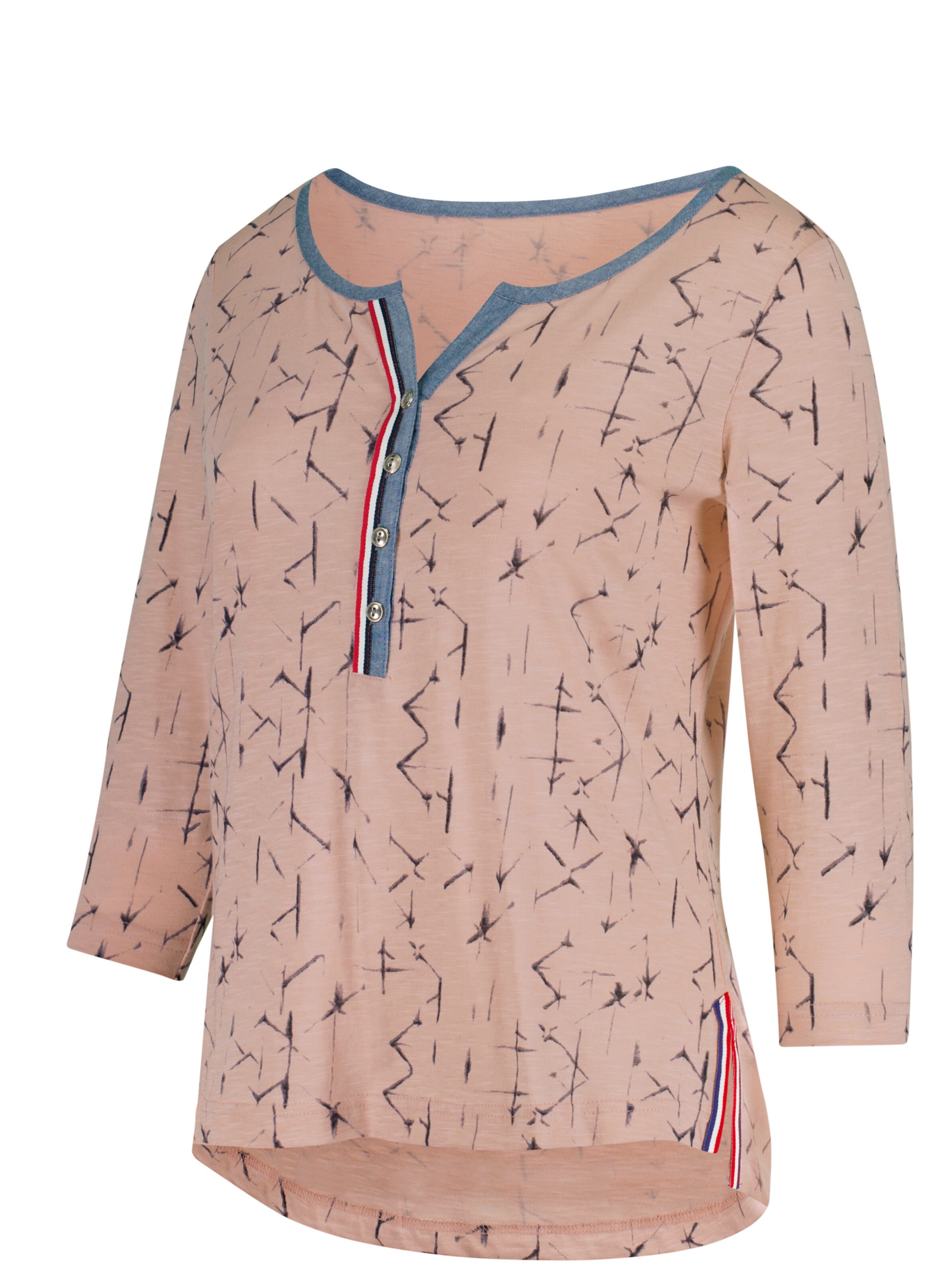Print-Shirt in rosé-blau-bedruckt