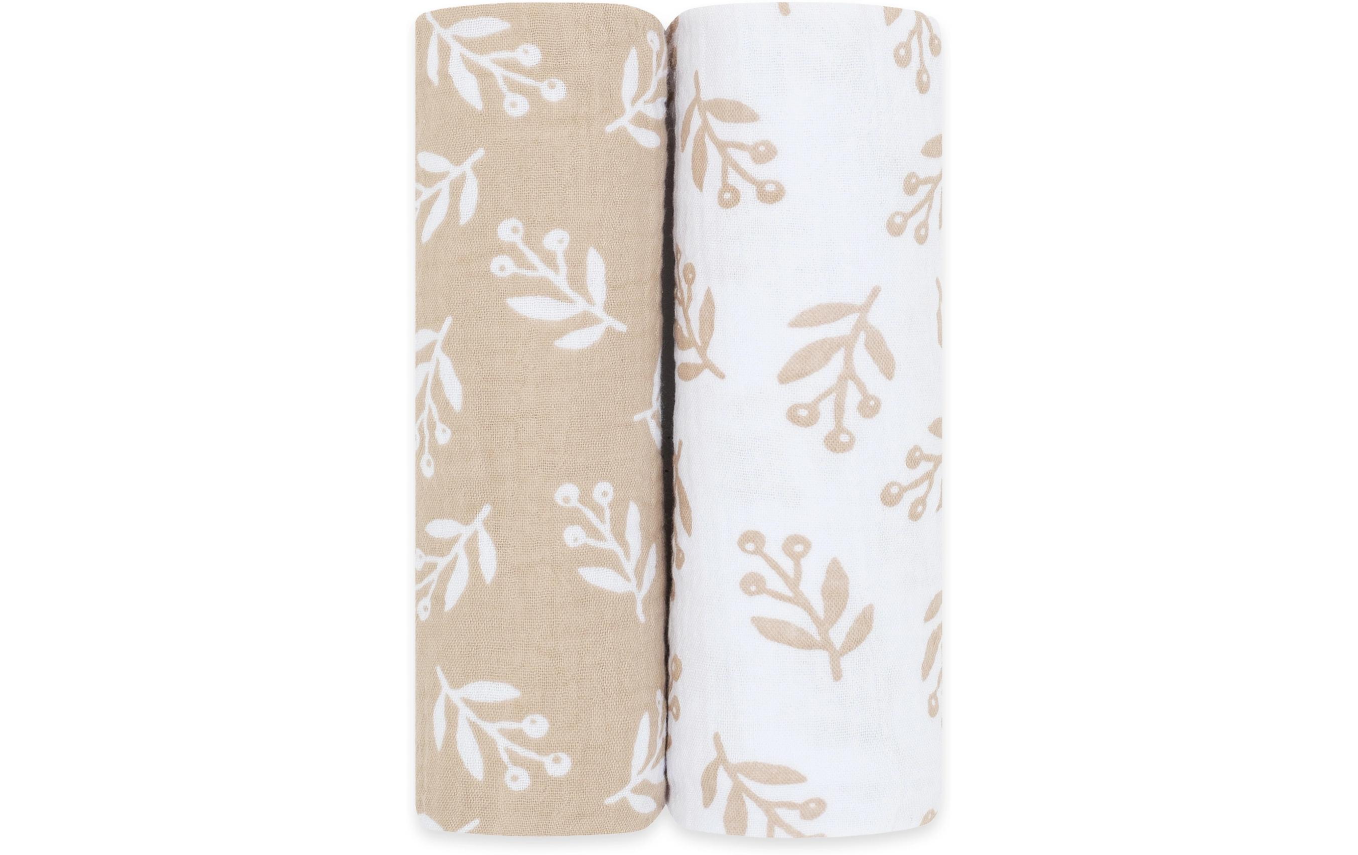 Moltontuch 2er Set Floral Sand 70 x 70 cmLanglebige und pflegeleichte Spucktücher