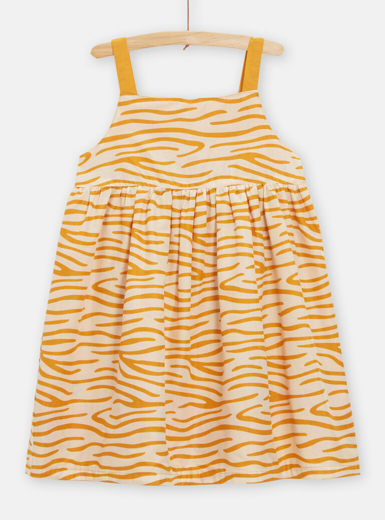 Robe réversible jaune et imprimé animalier pour fille