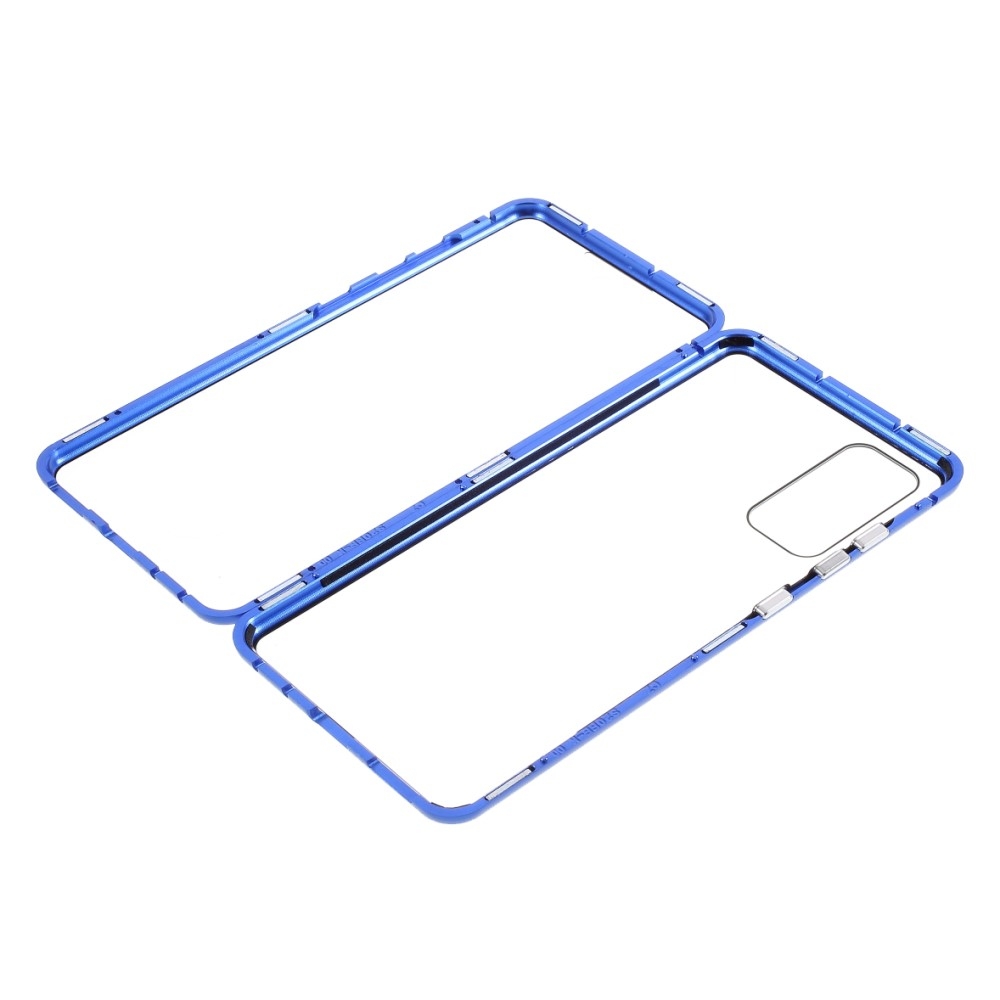 Samsung Galaxy S20 FE / S20 FE 5G Magnetische Alu Schutzhülle mit Panzer Glas Backcover   Displayschutz (Magnet-Technologie) - Blau