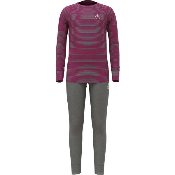 Ensemble thermique ODLO ACTIVE WARM ECO SET LONG KIDS ODLO STEEL GREY MELANGE/FESTIVAL FUCHSIA