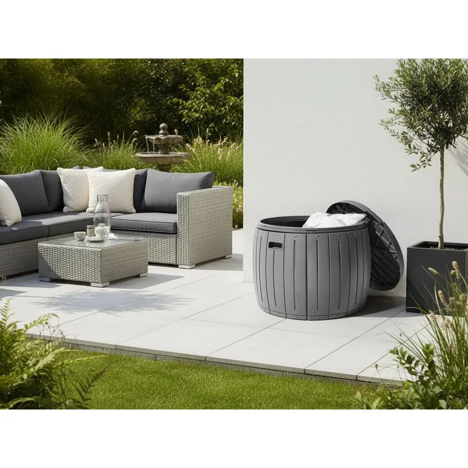 PRINOS - Kussenbox - Grijs - ⌀ 56 cm - Synthetisch materiaal