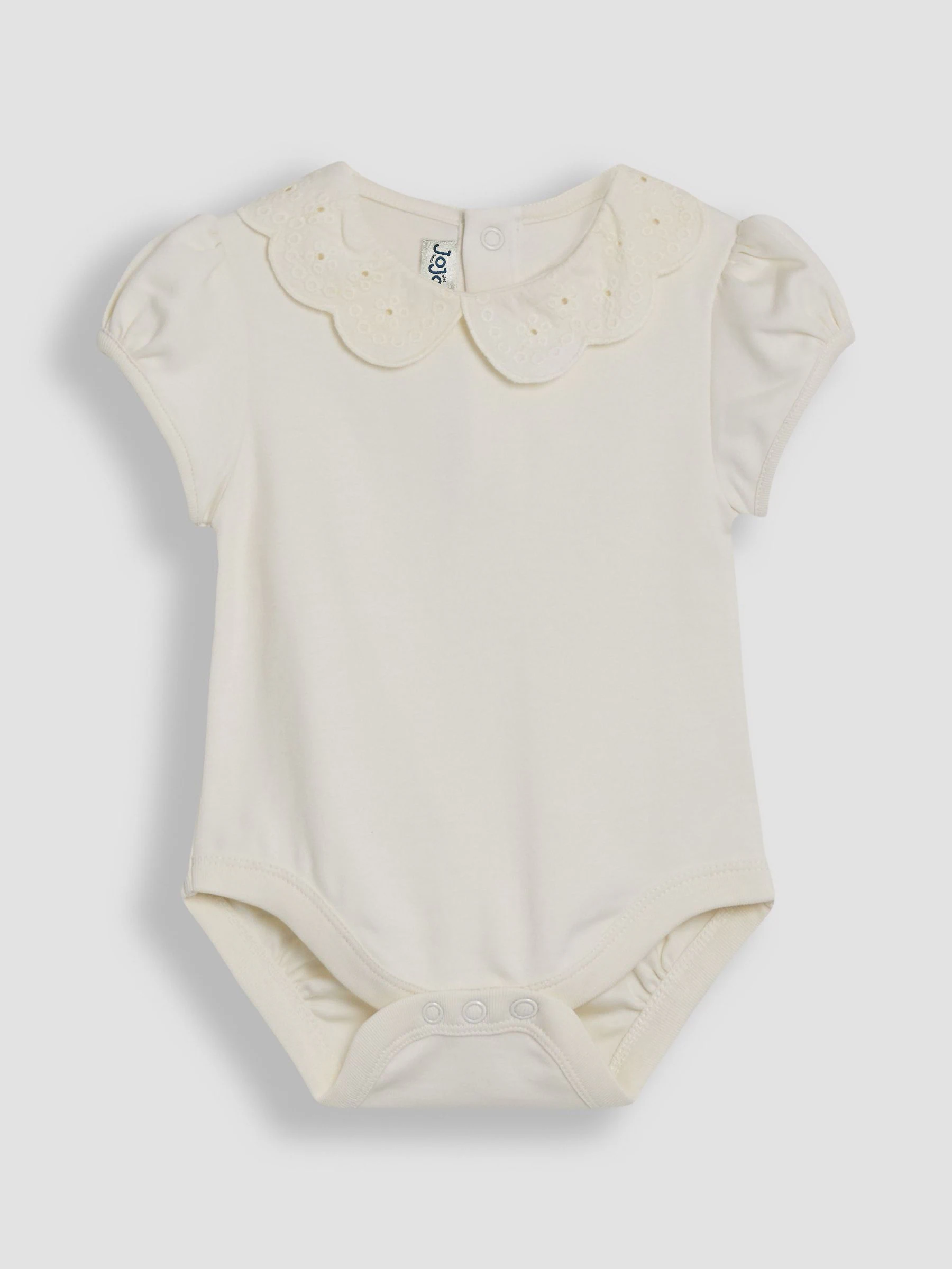 Crème - JoJo Maman Bébé Broderie Collar Bodysuits