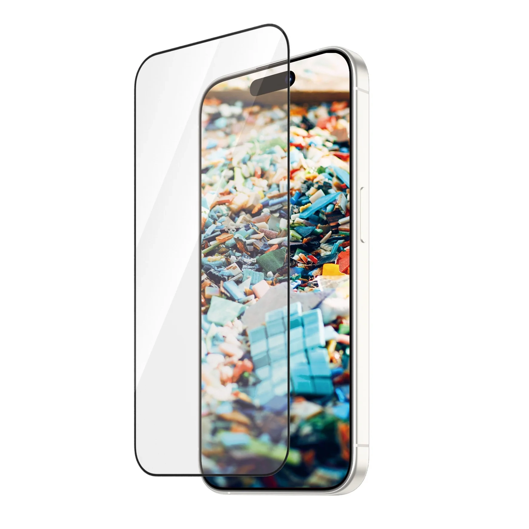 iPhone 15 Pro Antibakterielle Ultra Wide Fit Panzer Glas Displayschutz mit Montagerahmen Recycled (2822)