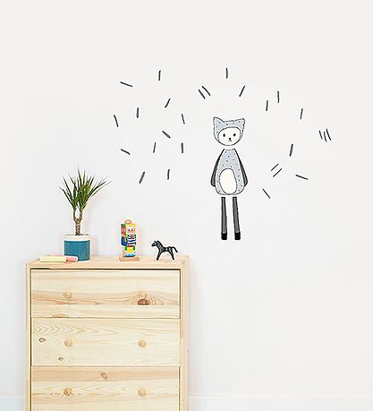 Fabelab Wallstickers - Dreamy Friend Cat - Grau m. Katze