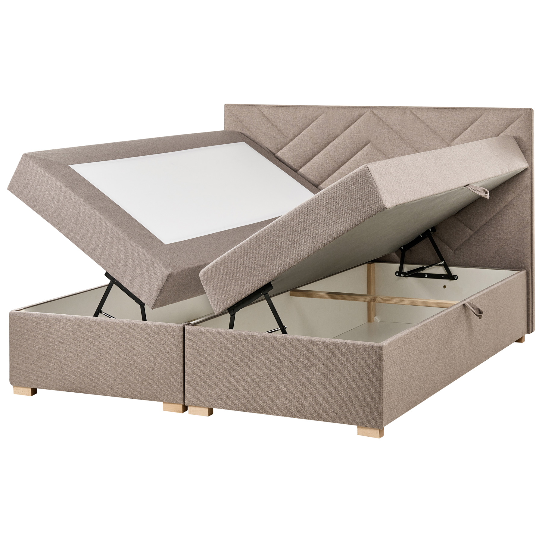 Beliani - ESQUIRE - Boxspringbed - Taupe - 160 x 200 cm - Polyester