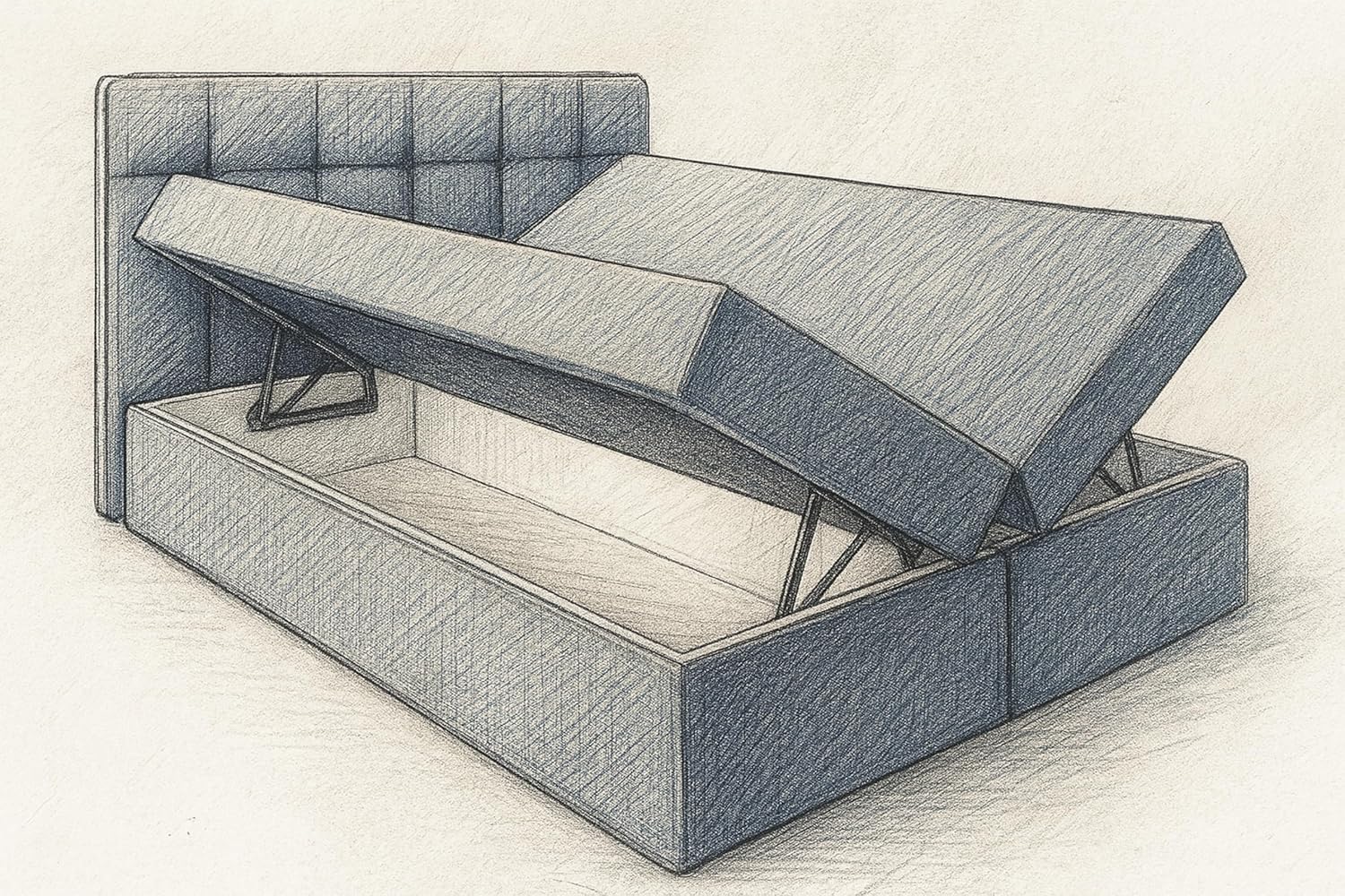 A&J MöbelLand Boxspringbett 180x200 mit Bettkasten und Lattenrost – REF, Bett mit Matratze H4 und Stauraum in Dunkelgrau