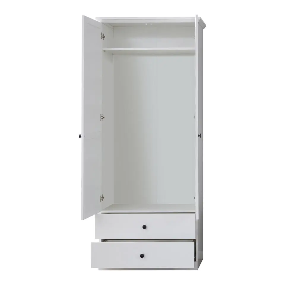 Hioshop BrandsonBaxter kledingkast 2 deuren- 2 laden wit