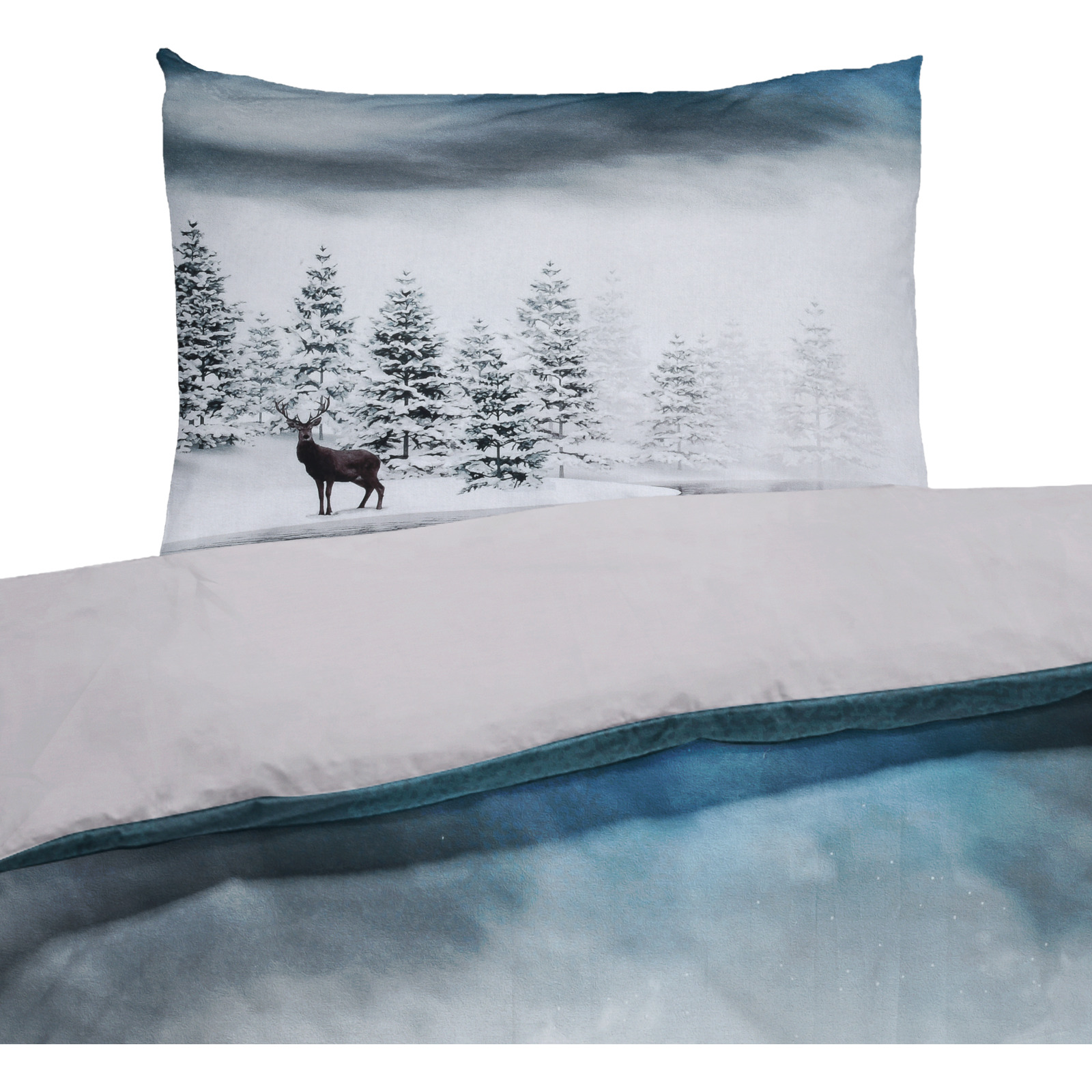 Bettwäsche Satin Winter Wonderland blau