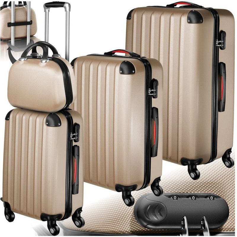 tectake® - Kofferset Pucci 4-delig incl. beautycase - champagne - 403411