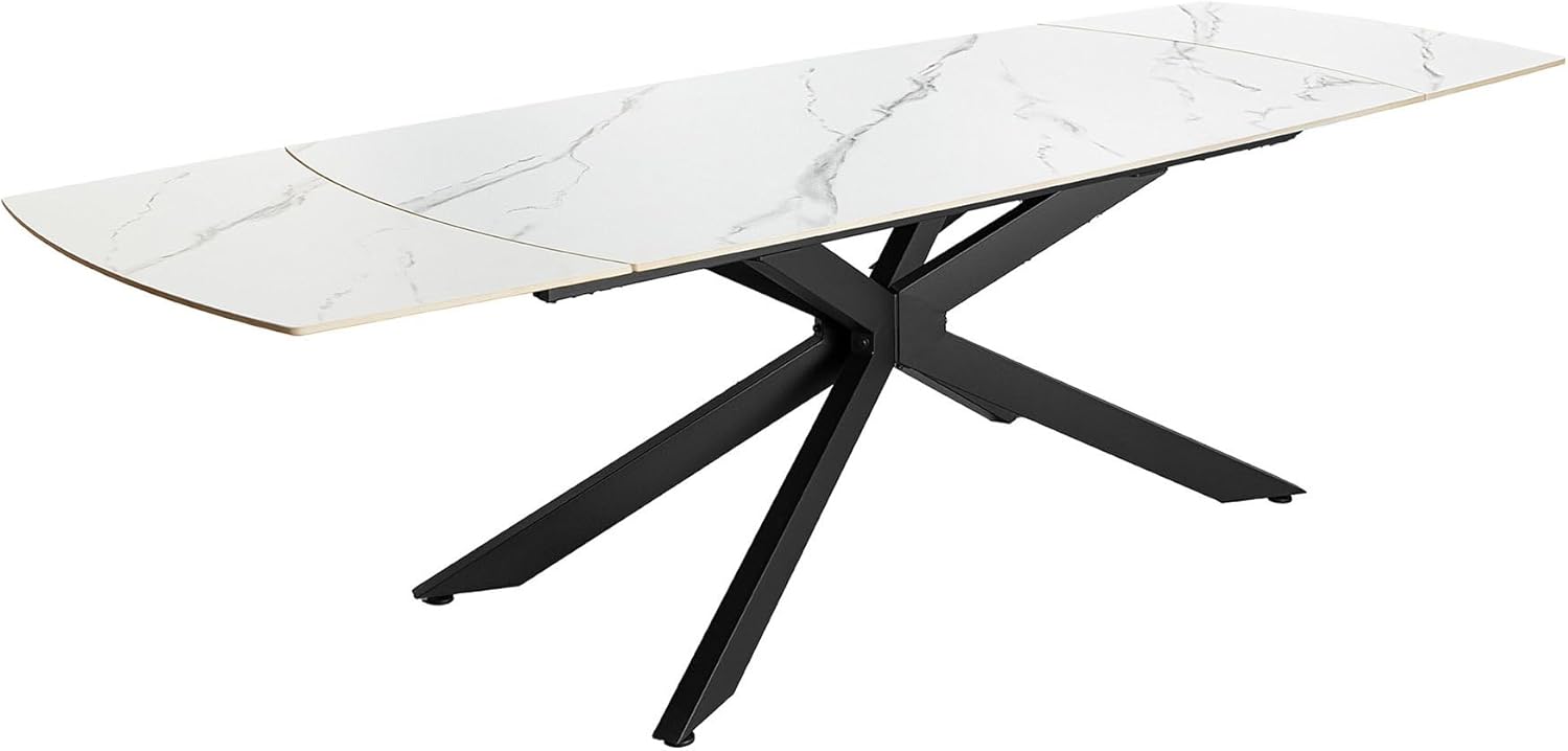 Riess Ambiente Ausziehbarer Esstisch Cosmos - 160-240cm - weiß schwarz - Keramik Metallgestell Esszimmertisch