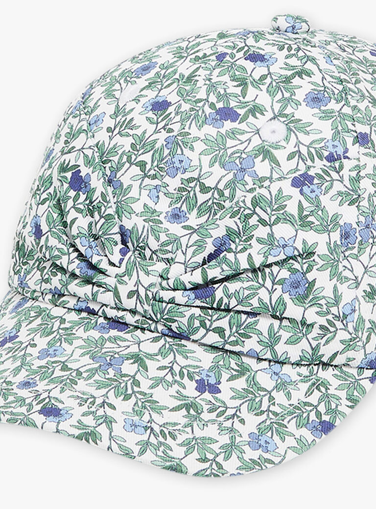 Casquette écrue à imprimé fleuri