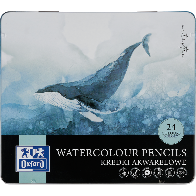 Boite Metal Oxford Art 24 Crayons Aquarelle + 1 Pinceau