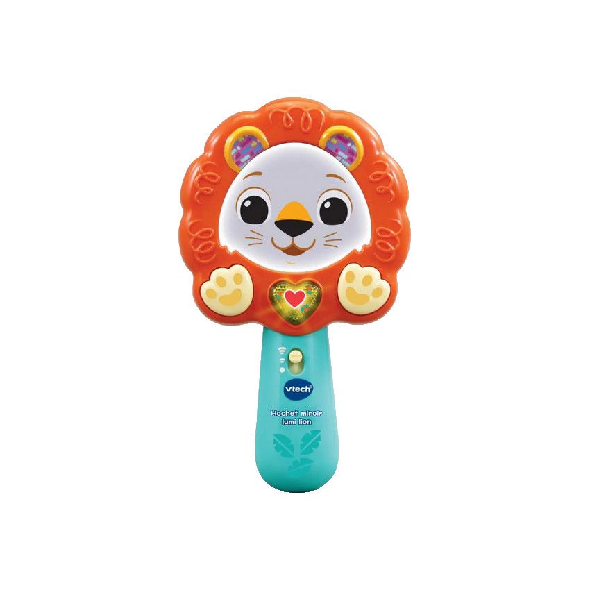 Hochet miroir interactif Lumi lion - Ecru