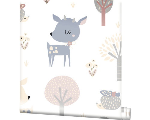Vliesbehang 45834 Kids Walls Hert Egel wit beige grijs