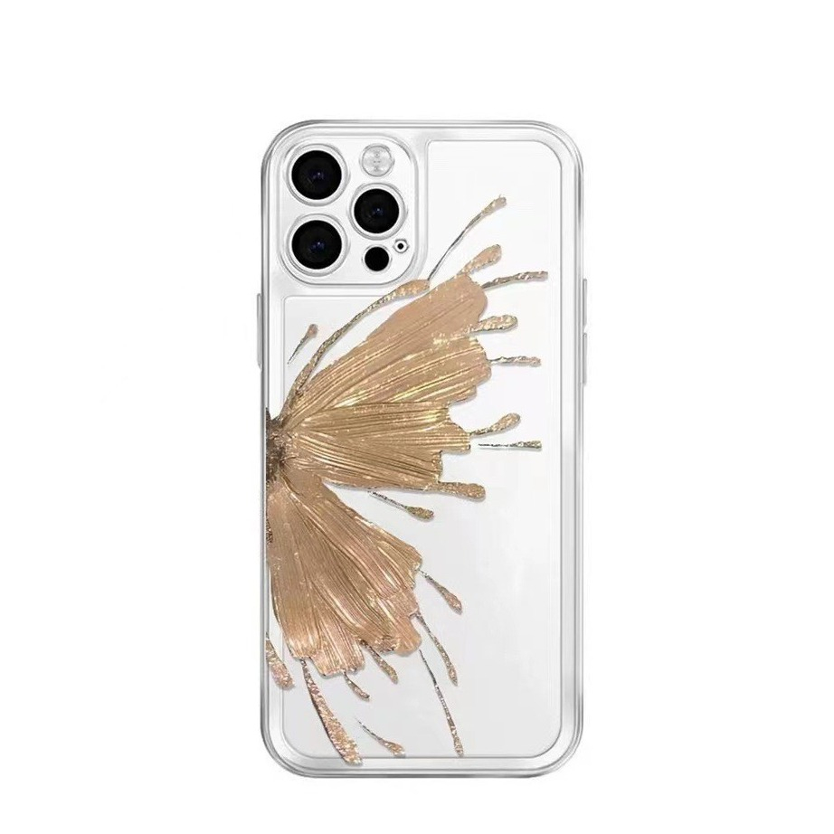 iPhone 16 Pro Gummi Case Schutzhülle mit Kameraschutz - Golden Butterfly