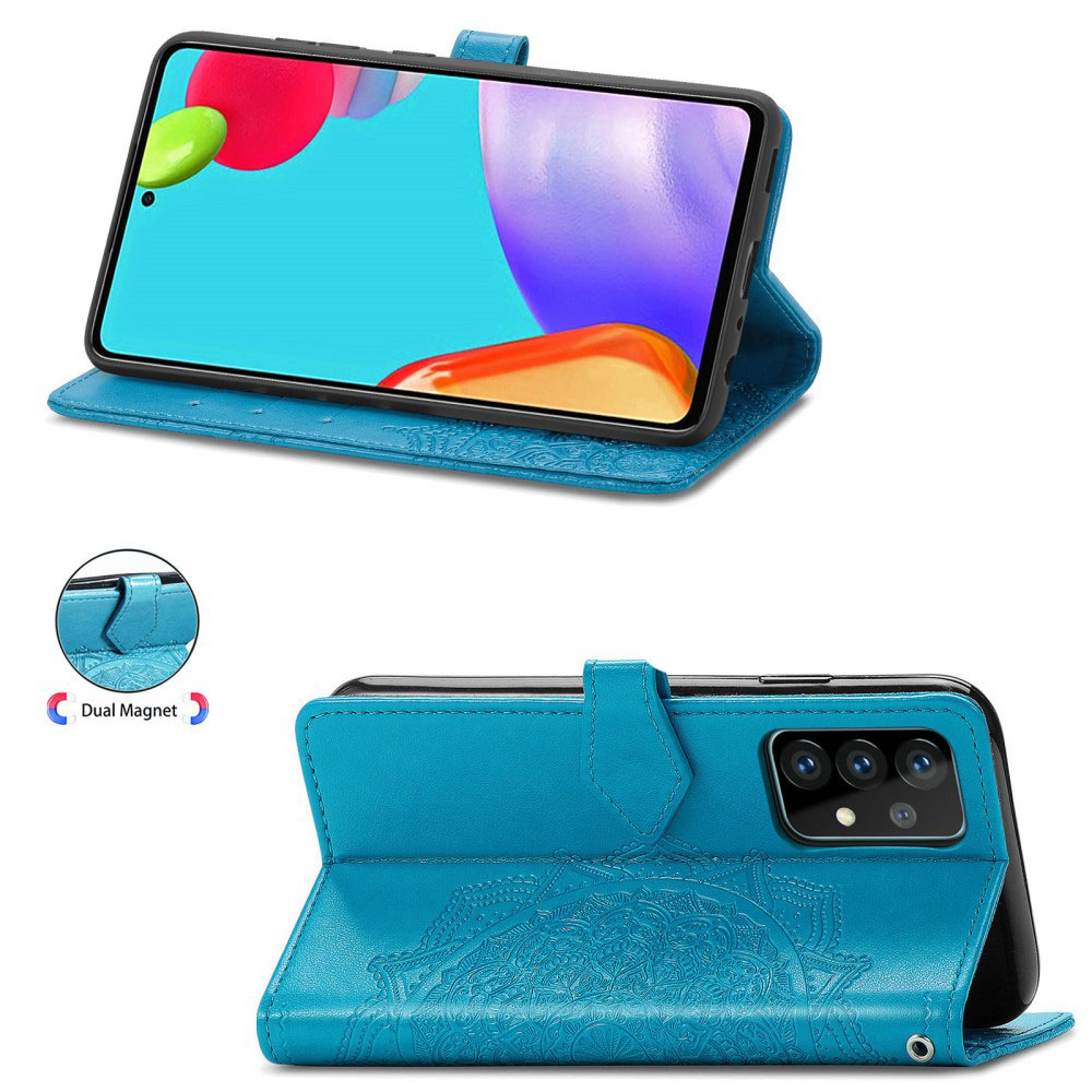Samsung Galaxy A52s 5G / A52 (5G) Leder Tasche Flip Cover Mandala - Blau