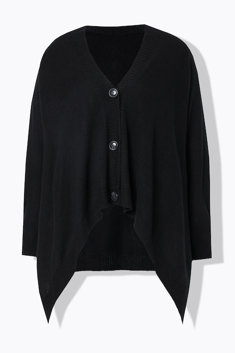 Strickjacke, Cape-Look, Knopfleiste, Langarm