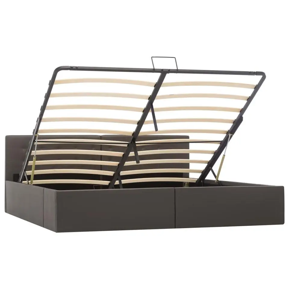 vidaXL - Bed met opbergruimte - Hydraulisch - Grijs - kunstleer - 180x200 cm
